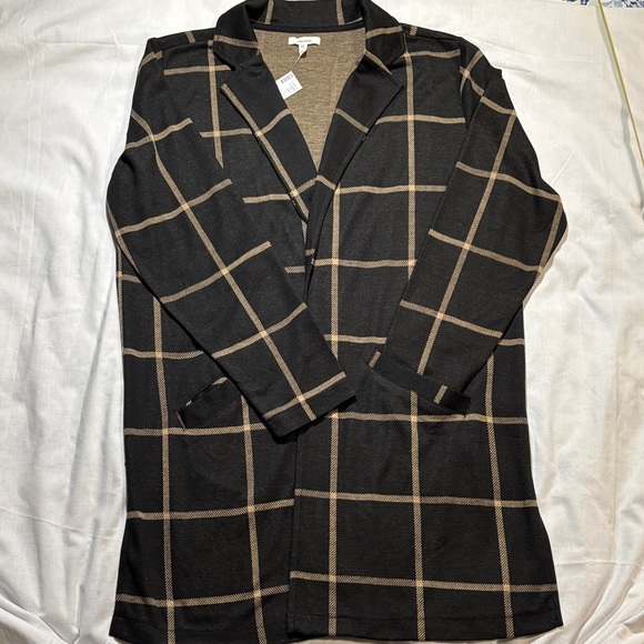Maurices Jackets & Blazers - Maurices Black & Tan Grid Cardigan Sweater Size XL Scandi Girl Neutral Knit NWT
